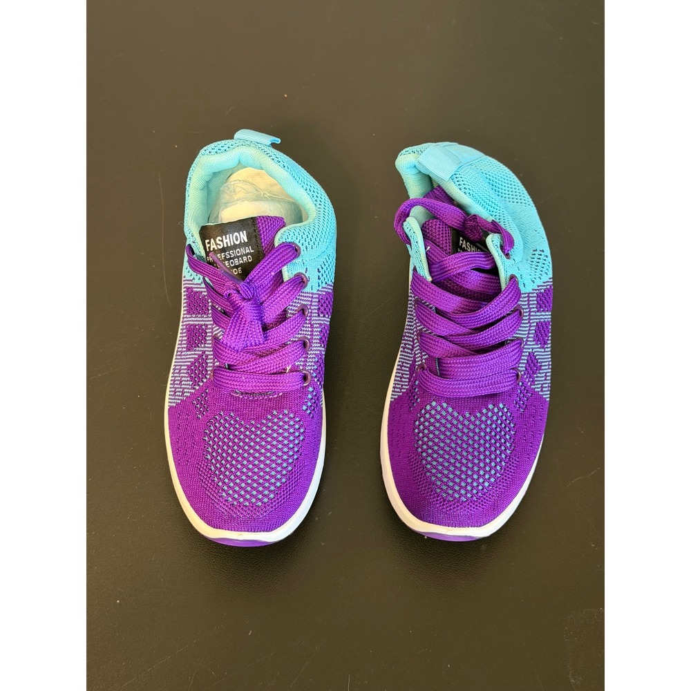 Fashion Professional Skateboarding Shoes Purple Teal Knit Sneakers Size 38